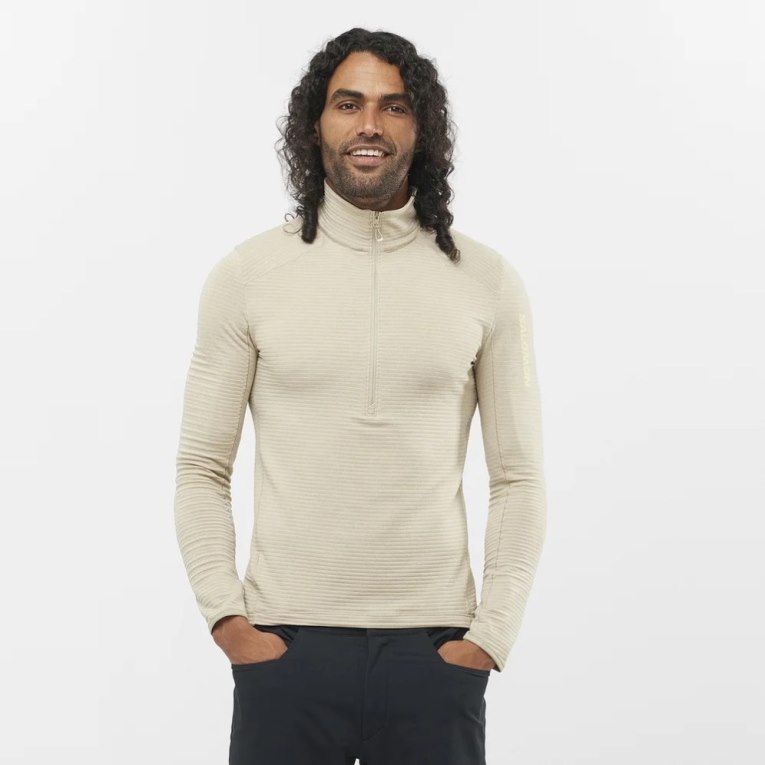 Sudaderas Salomon Outline Half Zip Hombre Creme | MX HRWD209